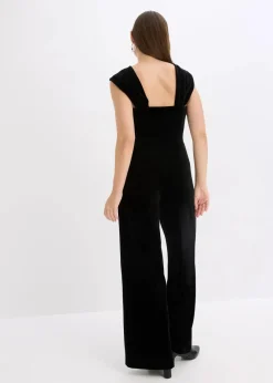 Damen bonprix Jumpsuits|Jersey-Jumpsuit aus fließendem Samt