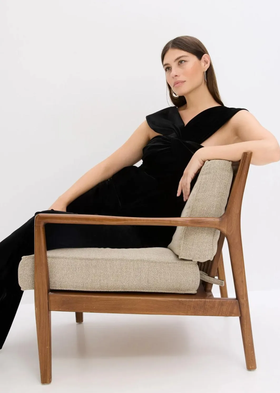 Damen bonprix Jumpsuits|Jersey-Jumpsuit aus fließendem Samt