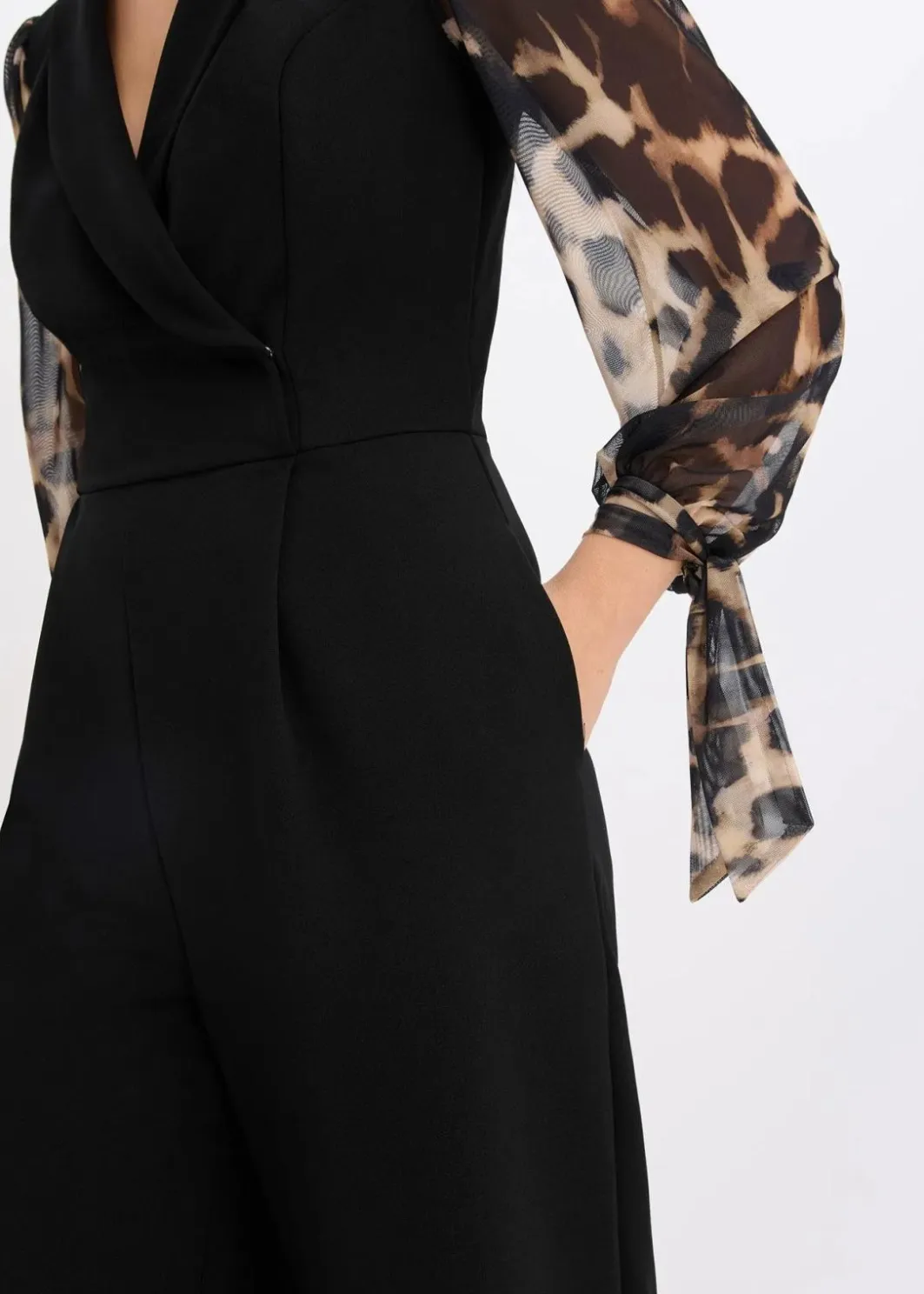 Damen bonprix Jumpsuits|Jersey-Jumpsuit mit Mesh-Ärmeln