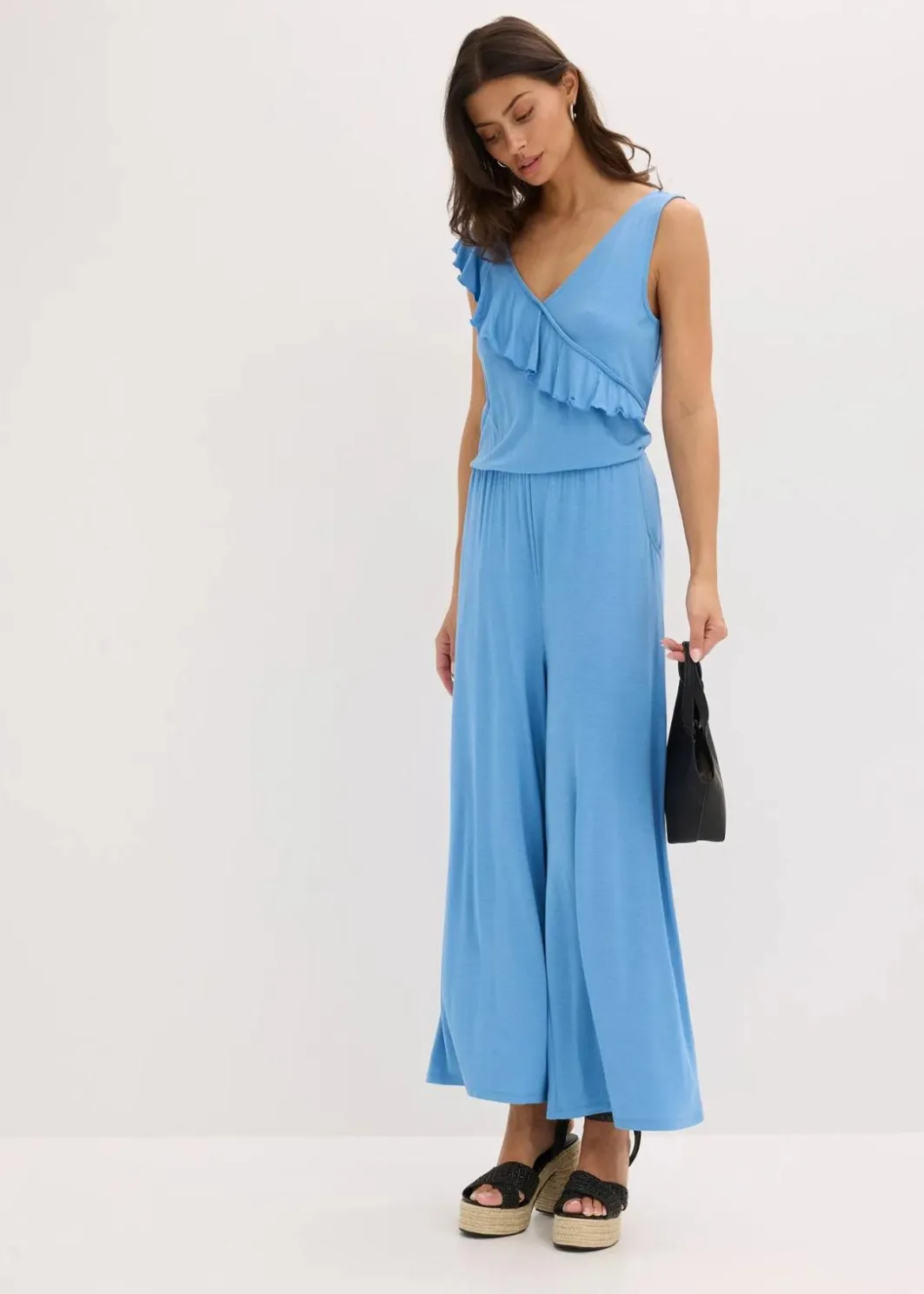 New Jersey-Jumpsuit mit Volant Damen Bekleidung·Homewear|Jumpsuits