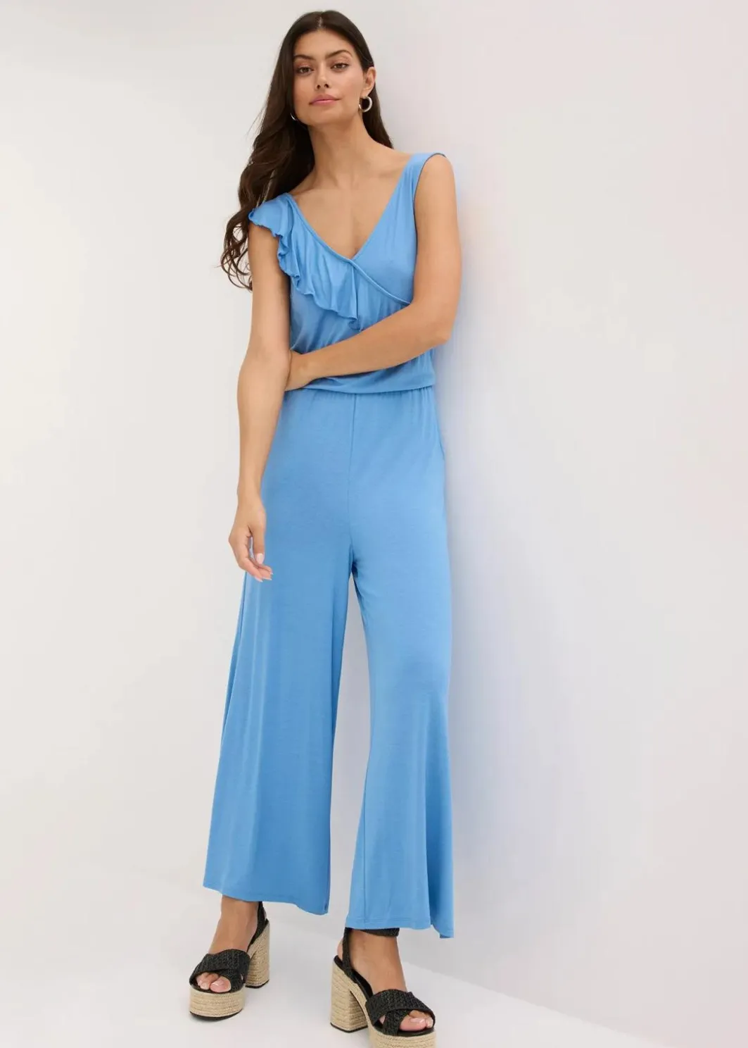 New Jersey-Jumpsuit mit Volant Damen Bekleidung·Homewear|Jumpsuits