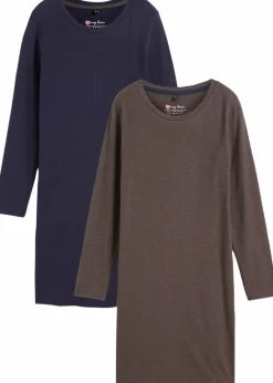 Damen bonprix Kleider|Basics|Jerseykleid aus Baumwolle mit Stretch (2er Pack)