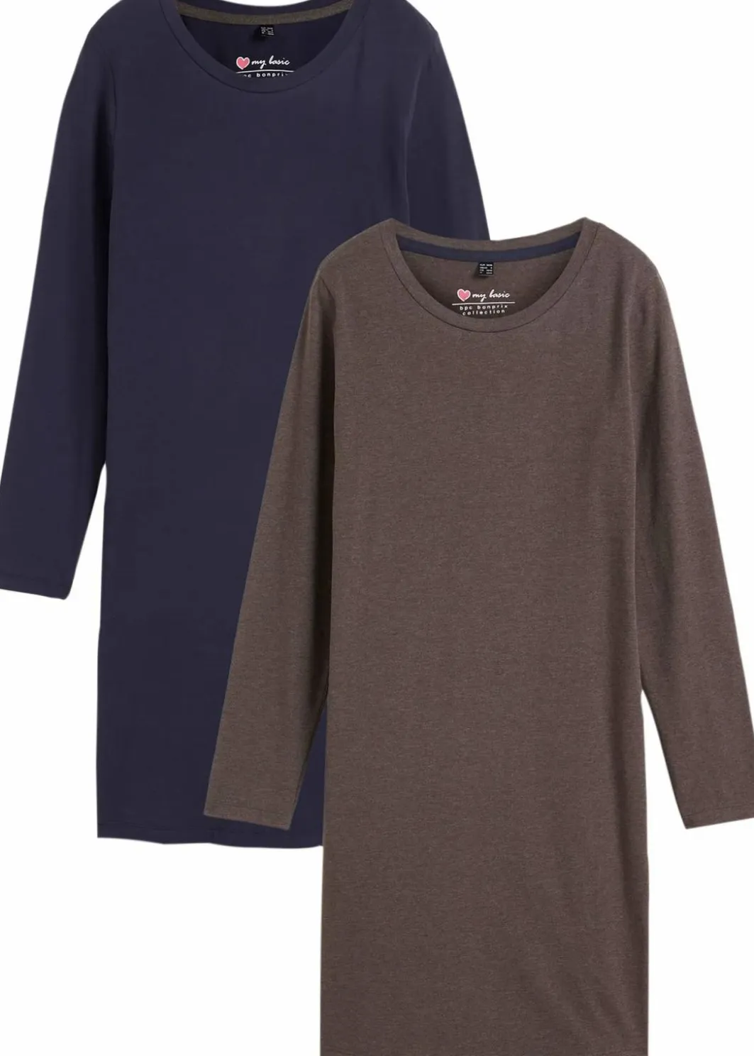 Damen bonprix Kleider|Basics|Jerseykleid aus Baumwolle mit Stretch (2er Pack)