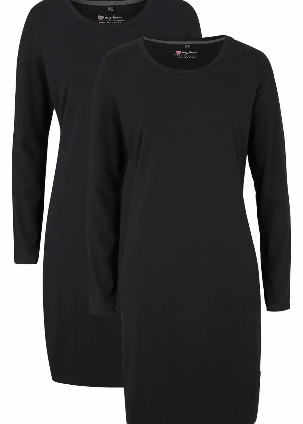 Damen bonprix Kleider|Basics|Jerseykleid aus Baumwolle mit Stretch (2er Pack)