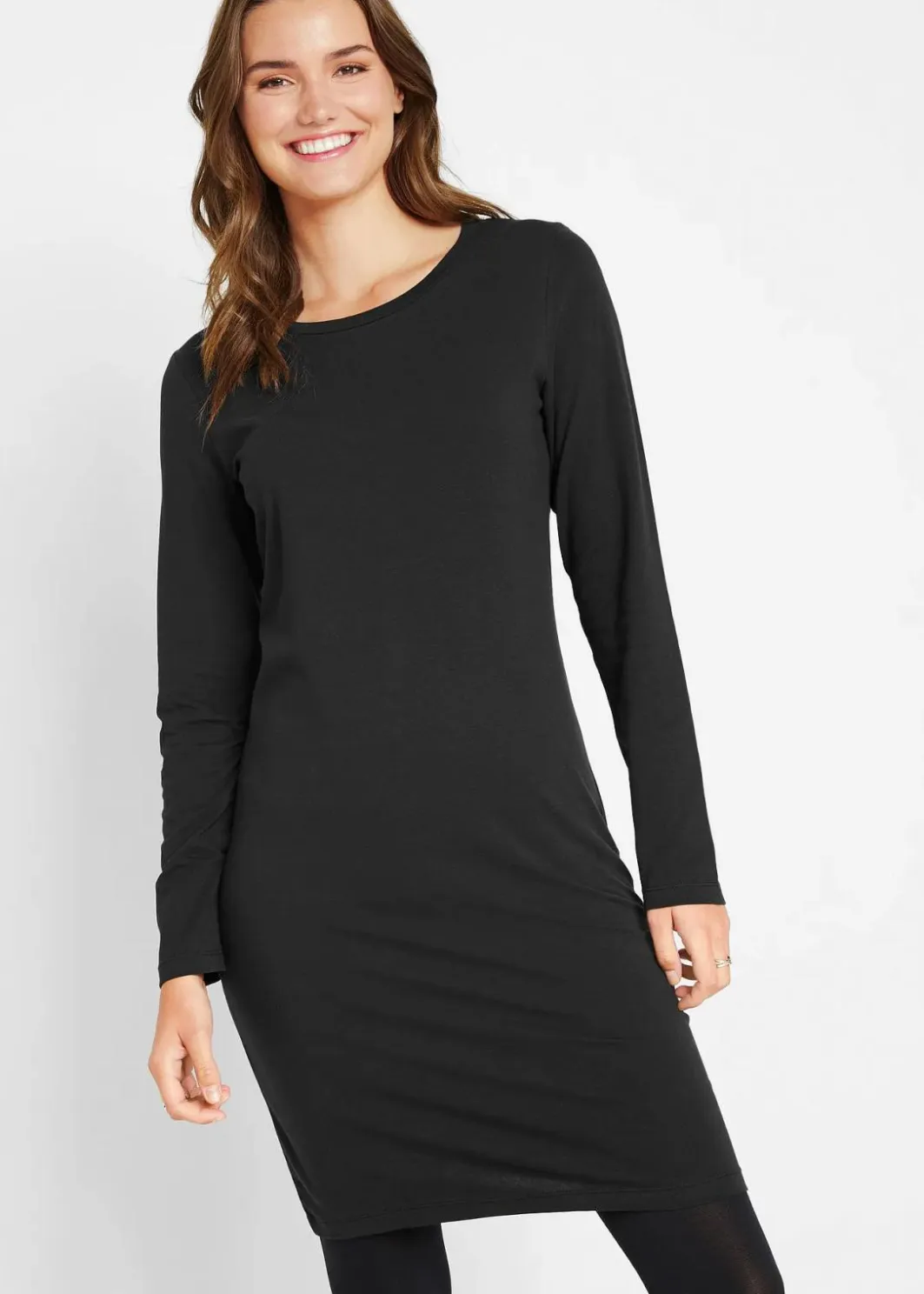 Damen bonprix Kleider|Basics|Jerseykleid aus Baumwolle mit Stretch (2er Pack)