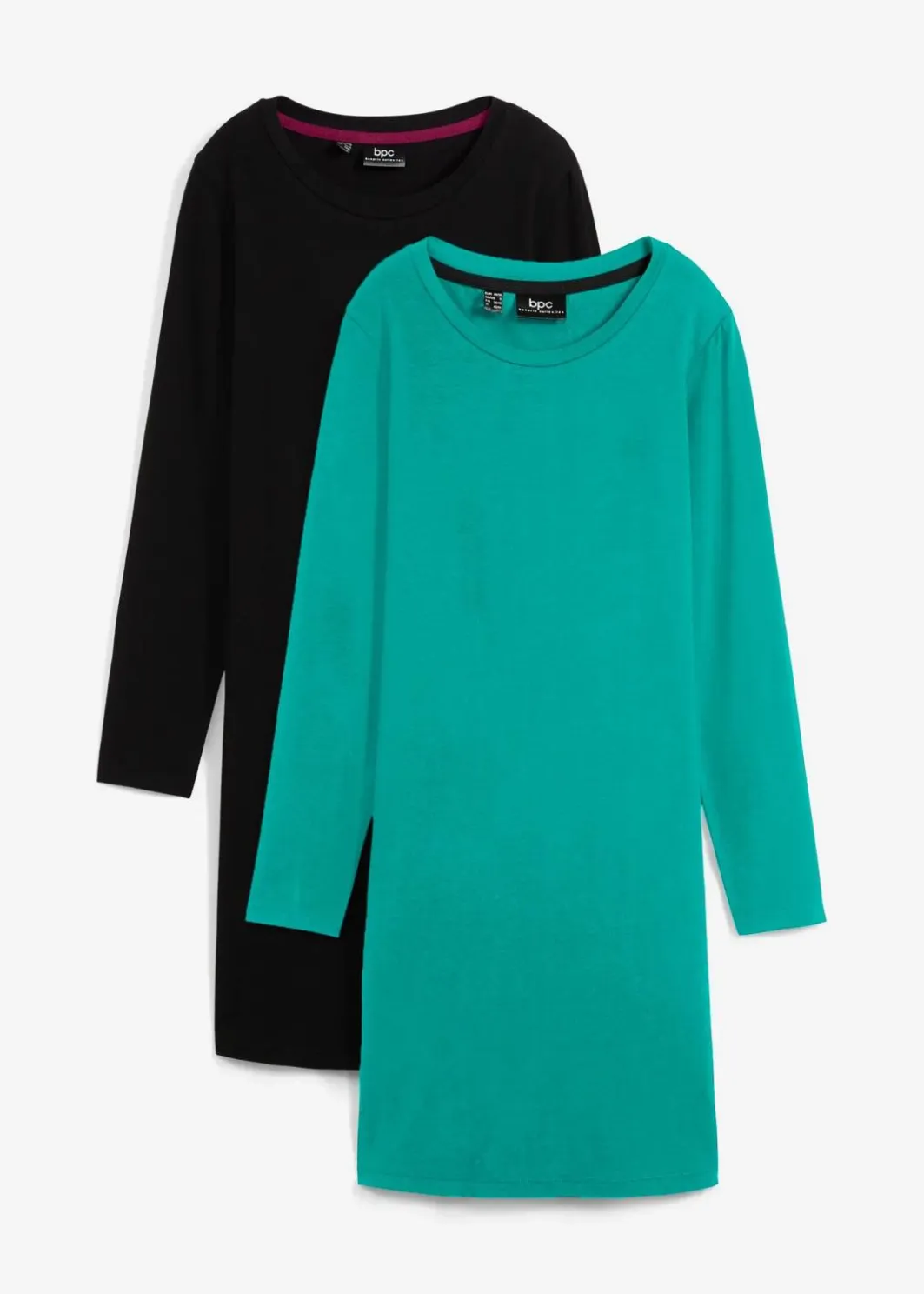 Damen bonprix Kleider|Basics|Jerseykleid aus Baumwolle mit Stretch (2er Pack)