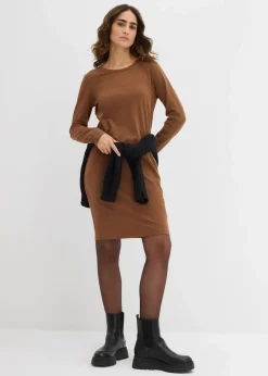 Damen bonprix Kleider|Basics|Jerseykleid aus Baumwolle mit Stretch (2er Pack)