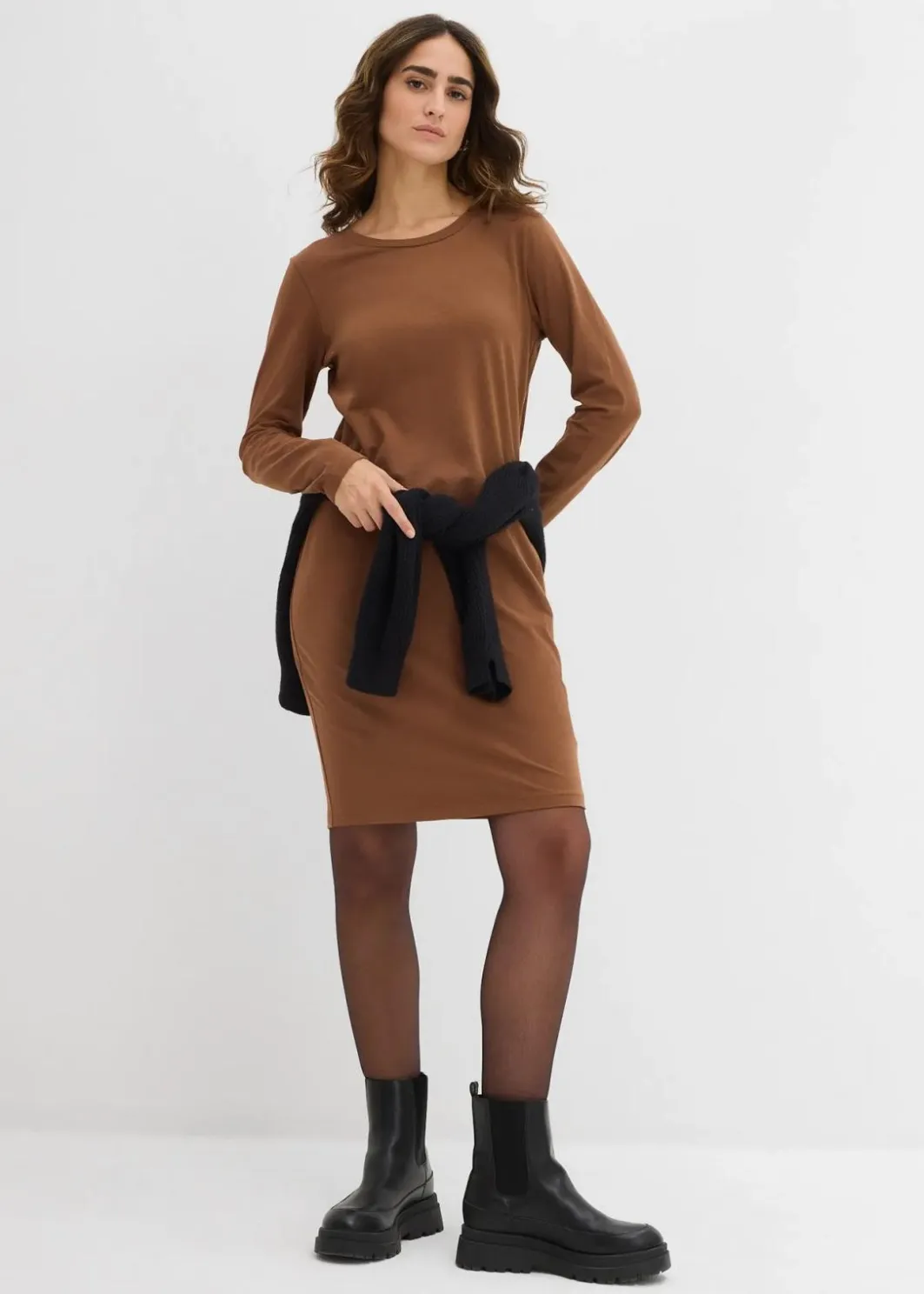 Damen bonprix Kleider|Basics|Jerseykleid aus Baumwolle mit Stretch (2er Pack)