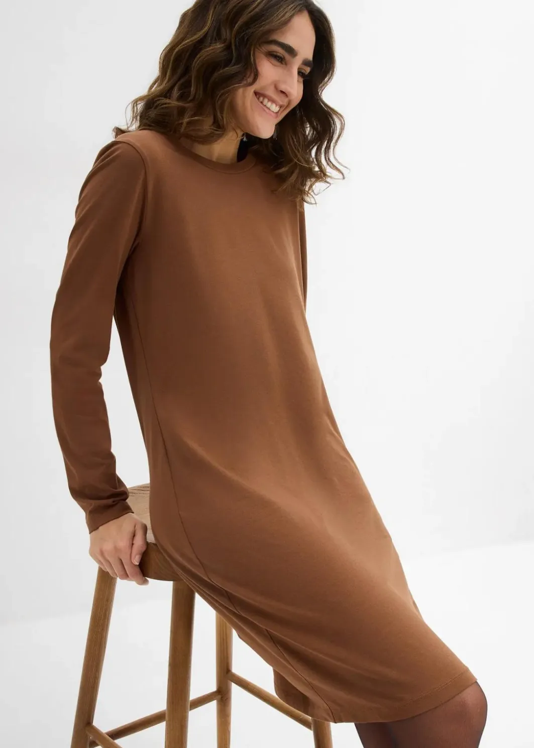 Damen bonprix Kleider|Basics|Jerseykleid aus Baumwolle mit Stretch (2er Pack)
