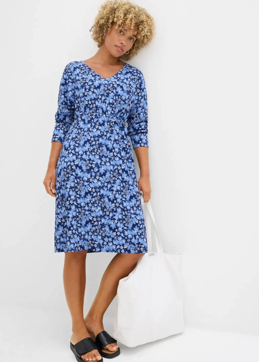 Damen bonprix Kleider|Jerseykleid aus Borkencrepe