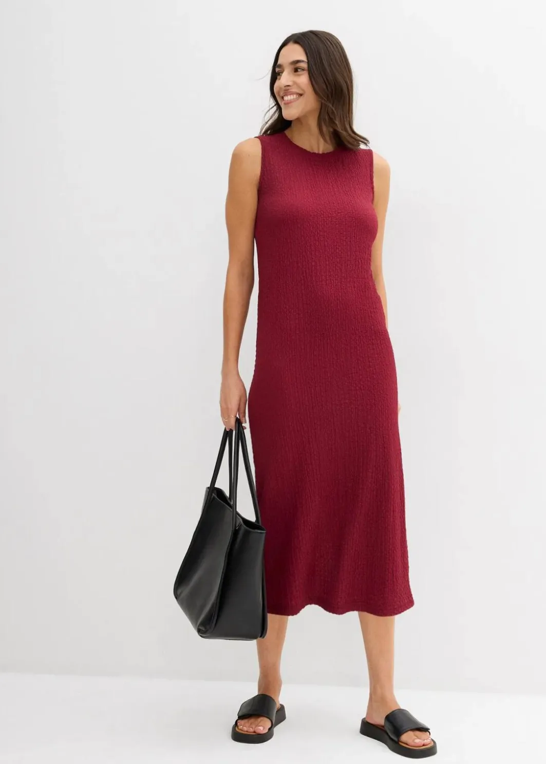 Clearance Jerseykleid aus Borkencrepe Damen Kleider|Bekleidung·Pullover & Strickjacken