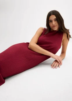 Clearance Jerseykleid aus Borkencrepe Damen Kleider|Bekleidung·Pullover & Strickjacken