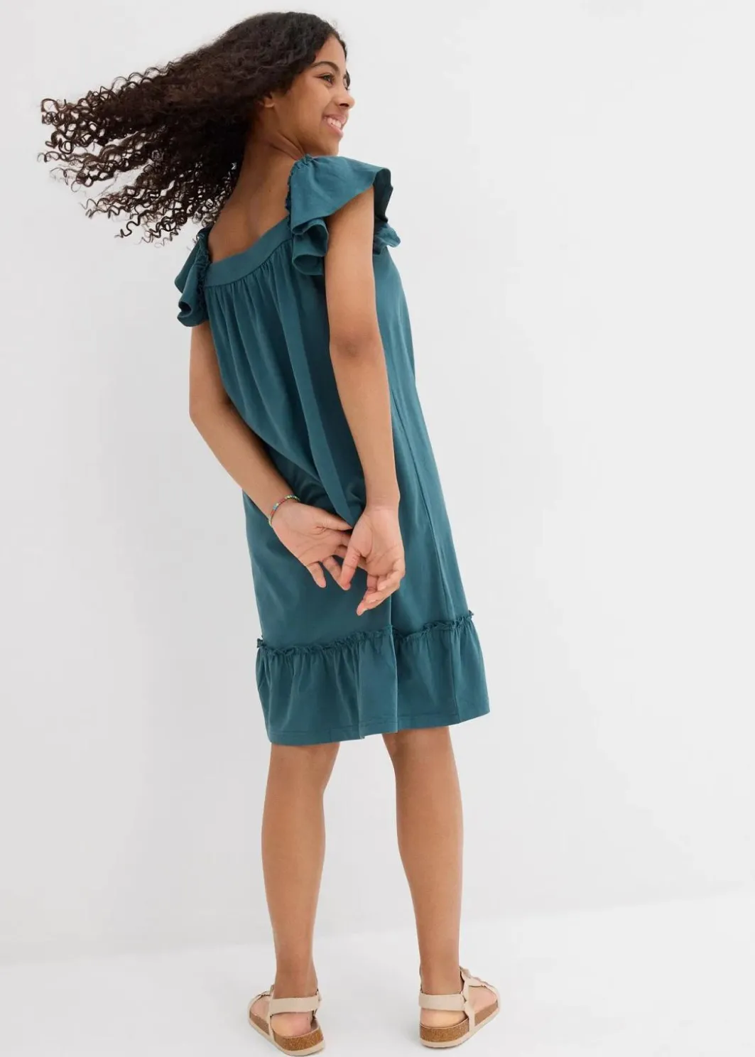 Kinder bonprix Mädchen 9-16 Jahre·Kleider & Jumpsuits|Mädchen 2-8 Jahre·Nachhaltigere Materialien|Jerseykleid aus elastischerm Bio-Baumwoll-Mix