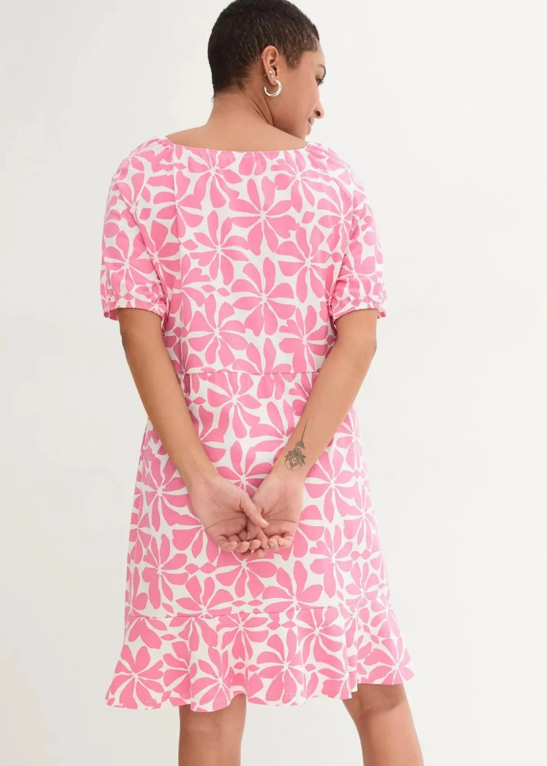 Outlet Jerseykleid aus elastischem Bio-Baumwoll-Mix Damen Nachhaltigere Materialien|Kleider