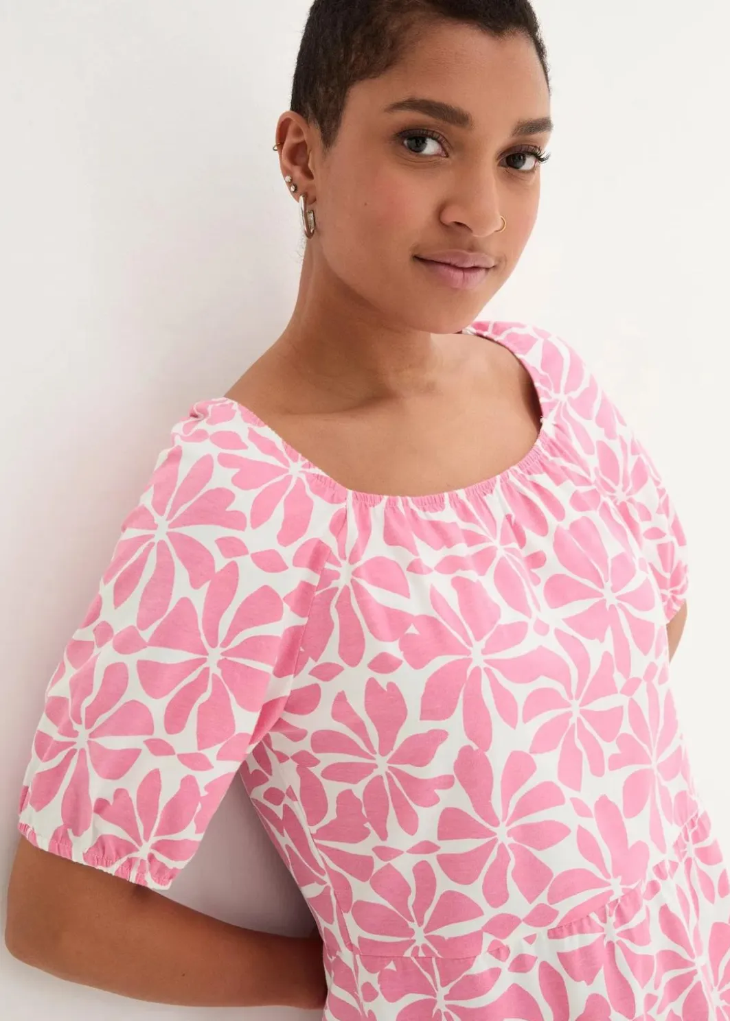 Outlet Jerseykleid aus elastischem Bio-Baumwoll-Mix Damen Nachhaltigere Materialien|Kleider
