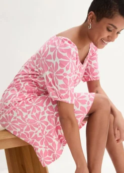 Outlet Jerseykleid aus elastischem Bio-Baumwoll-Mix Damen Nachhaltigere Materialien|Kleider