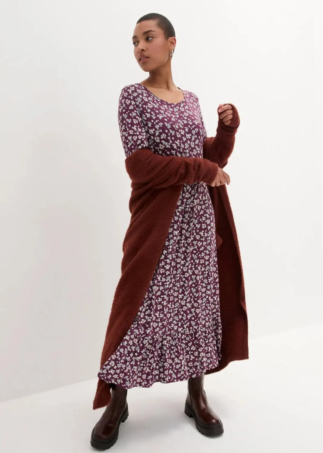 Damen bonprix Bekleidung·Pullover & Strickjacken|Kleider|Jerseykleid aus fließendem Viskose-Mix