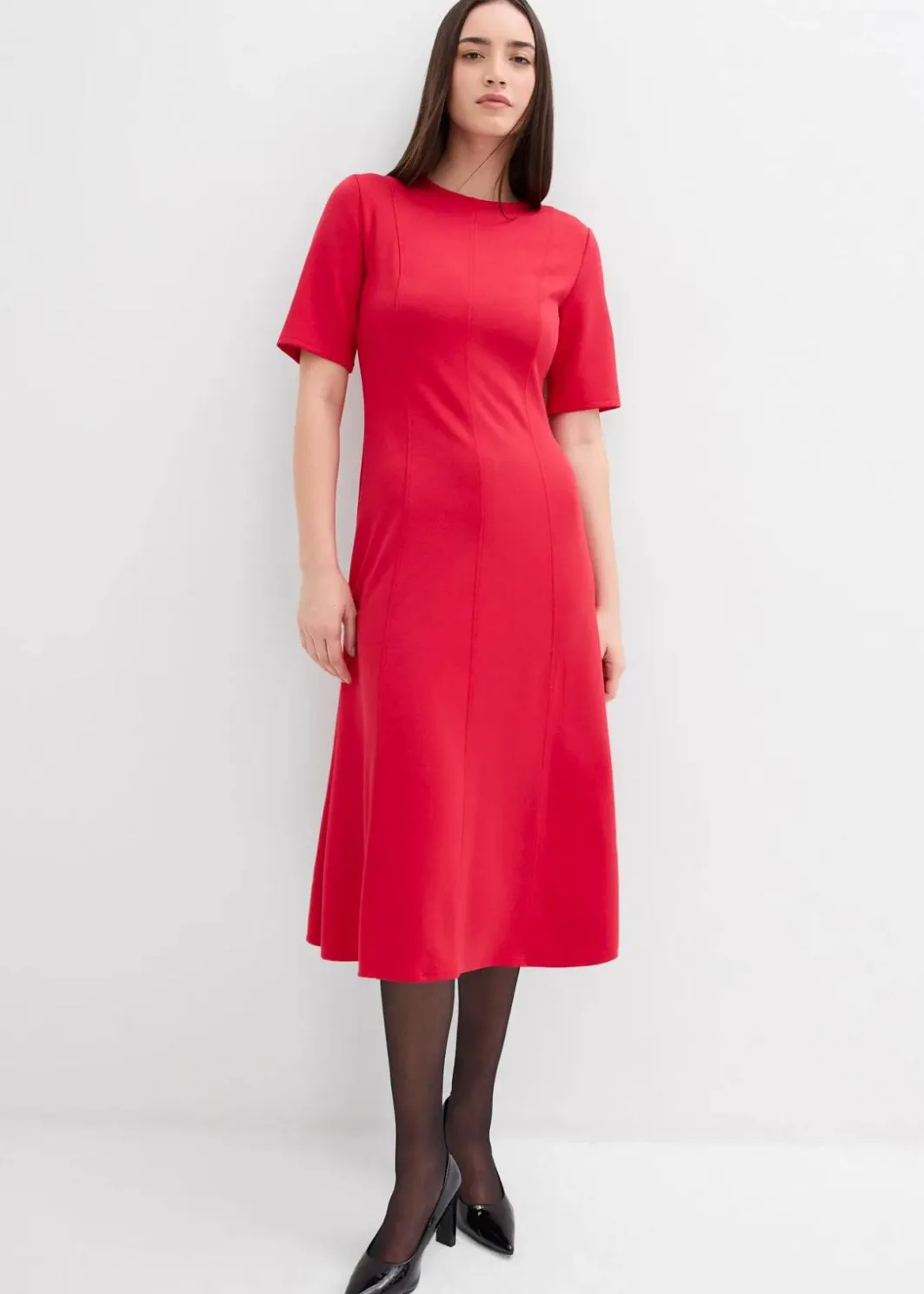 Damen bonprix Kleider|Bekleidung·Pullover & Strickjacken|Jerseykleid aus fließendem Viskose-Mix