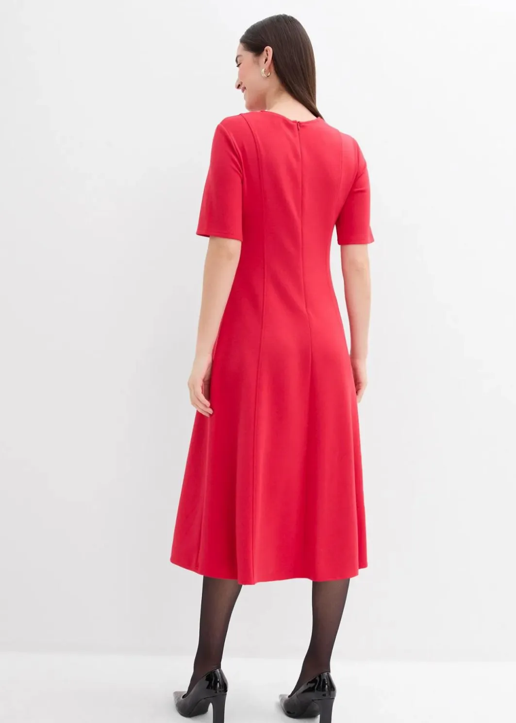Damen bonprix Kleider|Bekleidung·Pullover & Strickjacken|Jerseykleid aus fließendem Viskose-Mix
