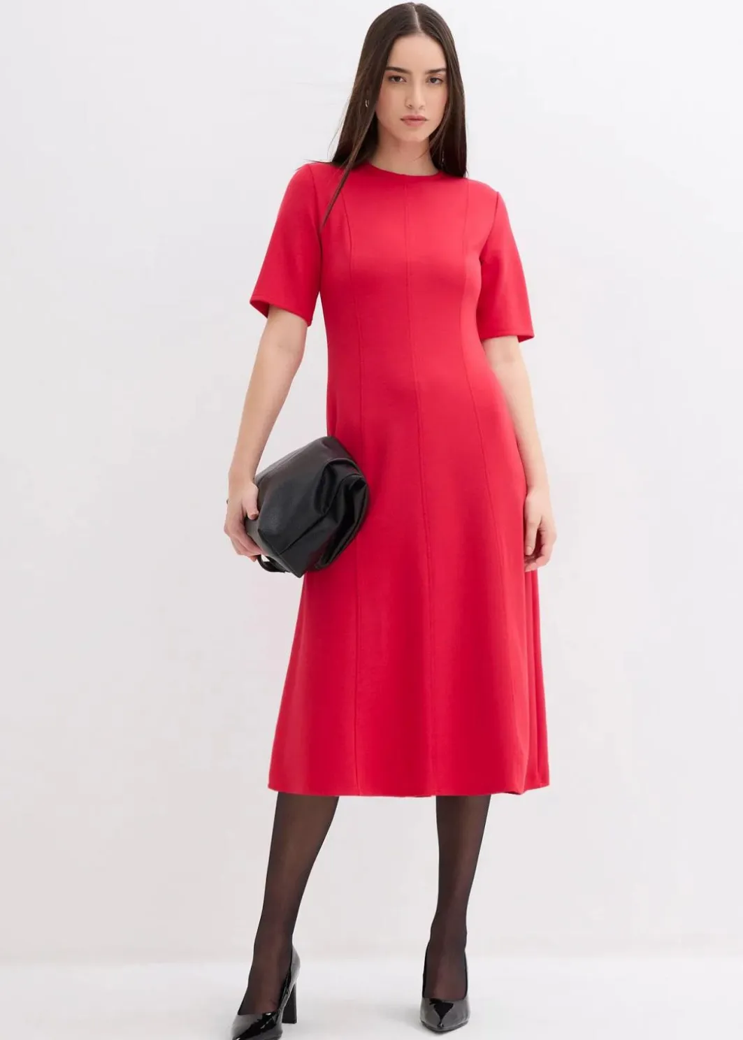 Damen bonprix Kleider|Bekleidung·Pullover & Strickjacken|Jerseykleid aus fließendem Viskose-Mix