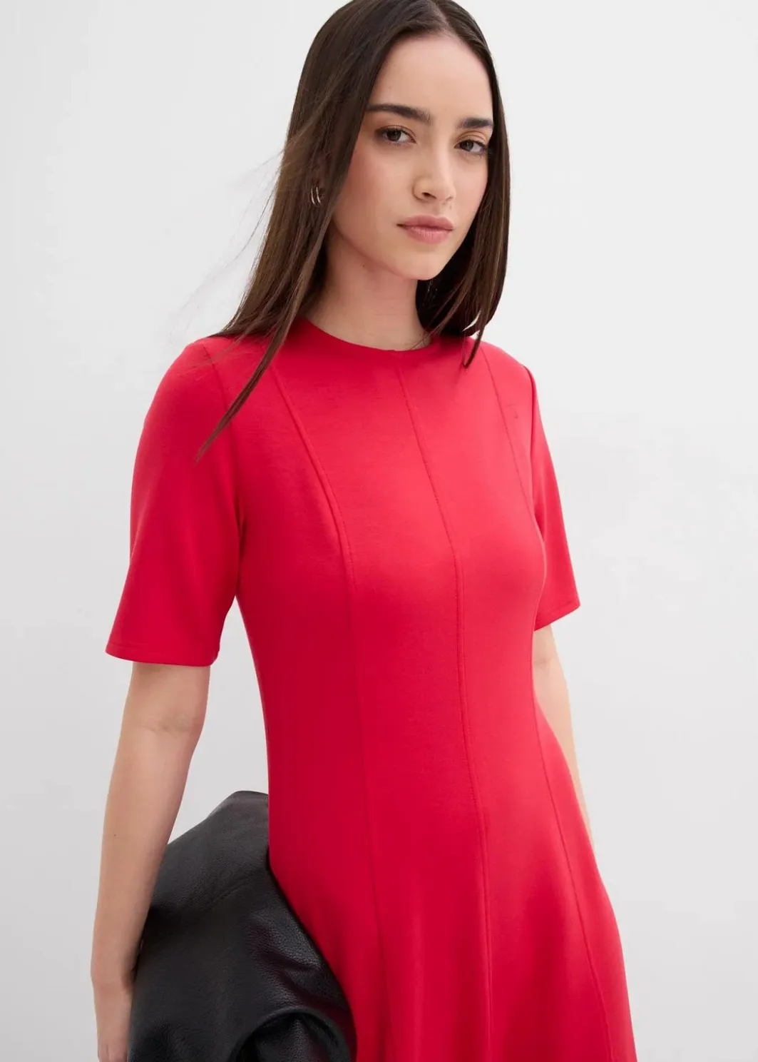 Damen bonprix Kleider|Bekleidung·Pullover & Strickjacken|Jerseykleid aus fließendem Viskose-Mix