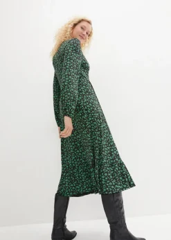 Damen bonprix Kleider|Bekleidung·Pullover & Strickjacken|Jerseykleid aus fließendem Viskose-Mix
