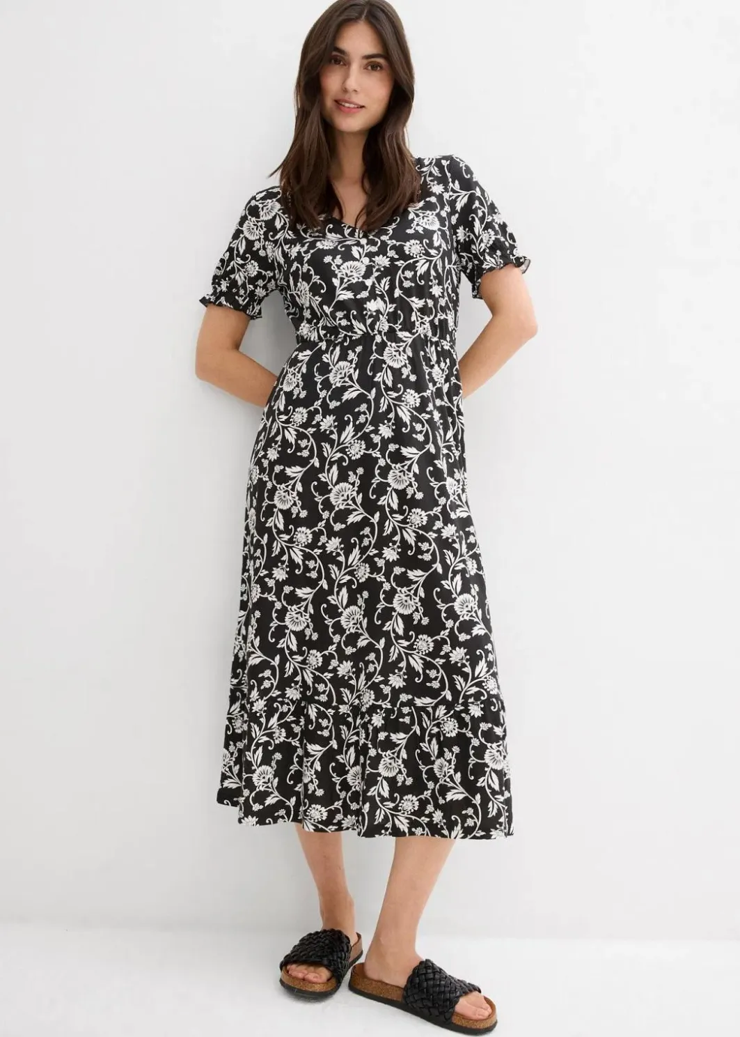 Damen bonprix Kleider|Nachhaltigere Materialien|Jerseykleid aus fließender Viskose