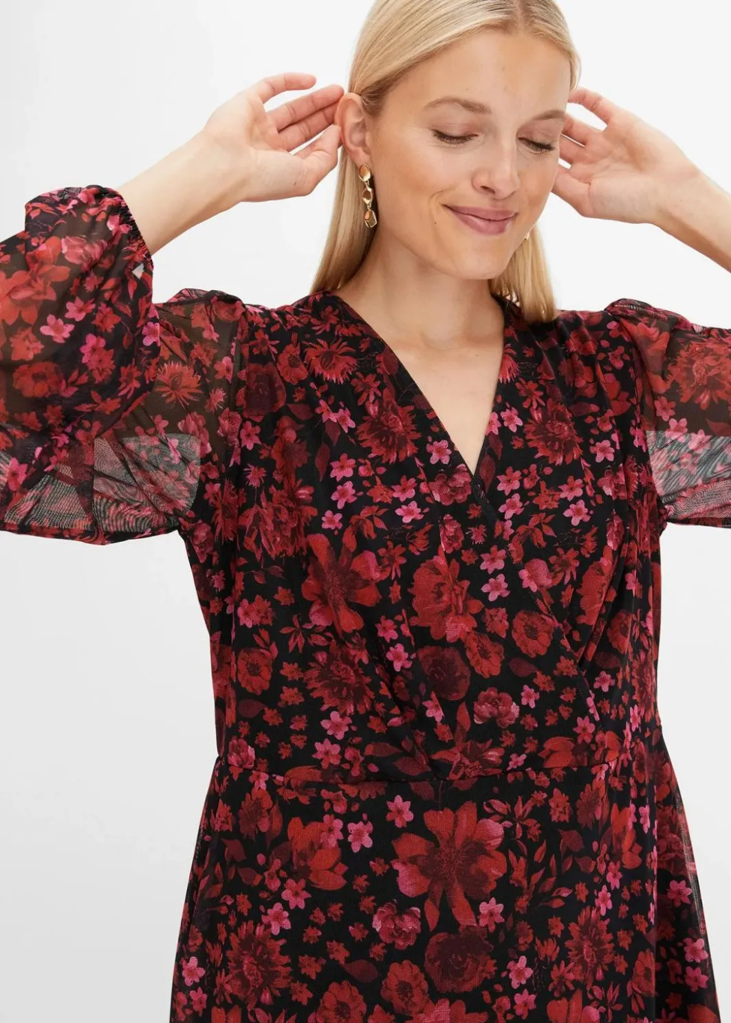 Damen bonprix Nachhaltigere Materialien|Kleider|Jersey-Kleid aus Mesh