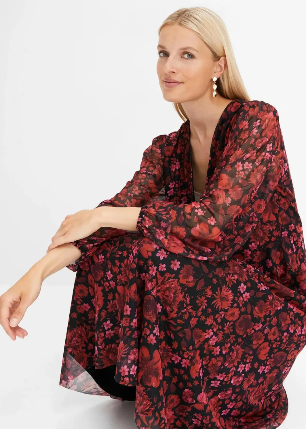 Damen bonprix Nachhaltigere Materialien|Kleider|Jersey-Kleid aus Mesh