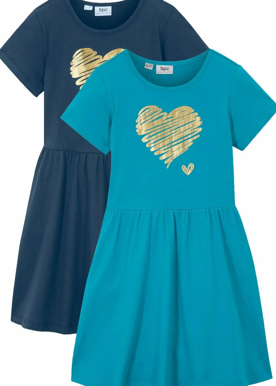Kinder bonprix Mädchen 9-16 Jahre·Mehrfachpacks|Mädchen 9-16 Jahre·Kleider & Jumpsuits|Jerseykleid aus reiner Bio-Baumwolle (2er Pack)