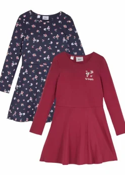 Kinder bonprix Mädchen 9-16 Jahre·Mehrfachpacks|Mädchen 9-16 Jahre·Kleider & Jumpsuits|Jerseykleid aus reiner Bio-Baumwolle (2er-Pack)
