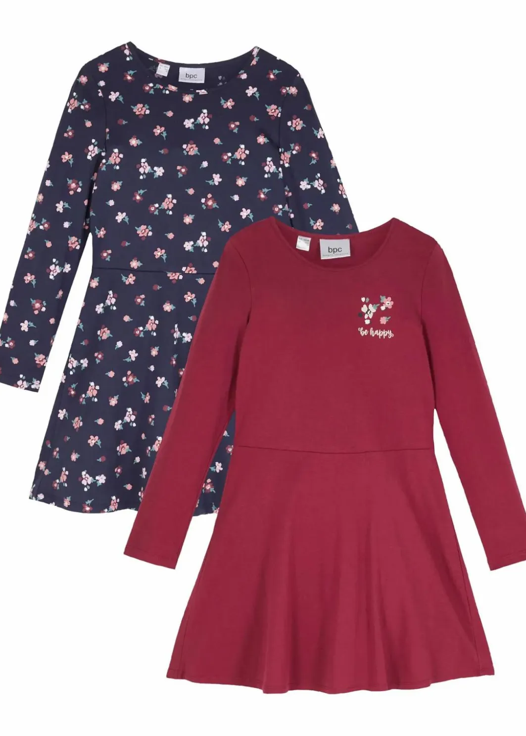 Kinder bonprix Mädchen 9-16 Jahre·Mehrfachpacks|Mädchen 9-16 Jahre·Kleider & Jumpsuits|Jerseykleid aus reiner Bio-Baumwolle (2er-Pack)