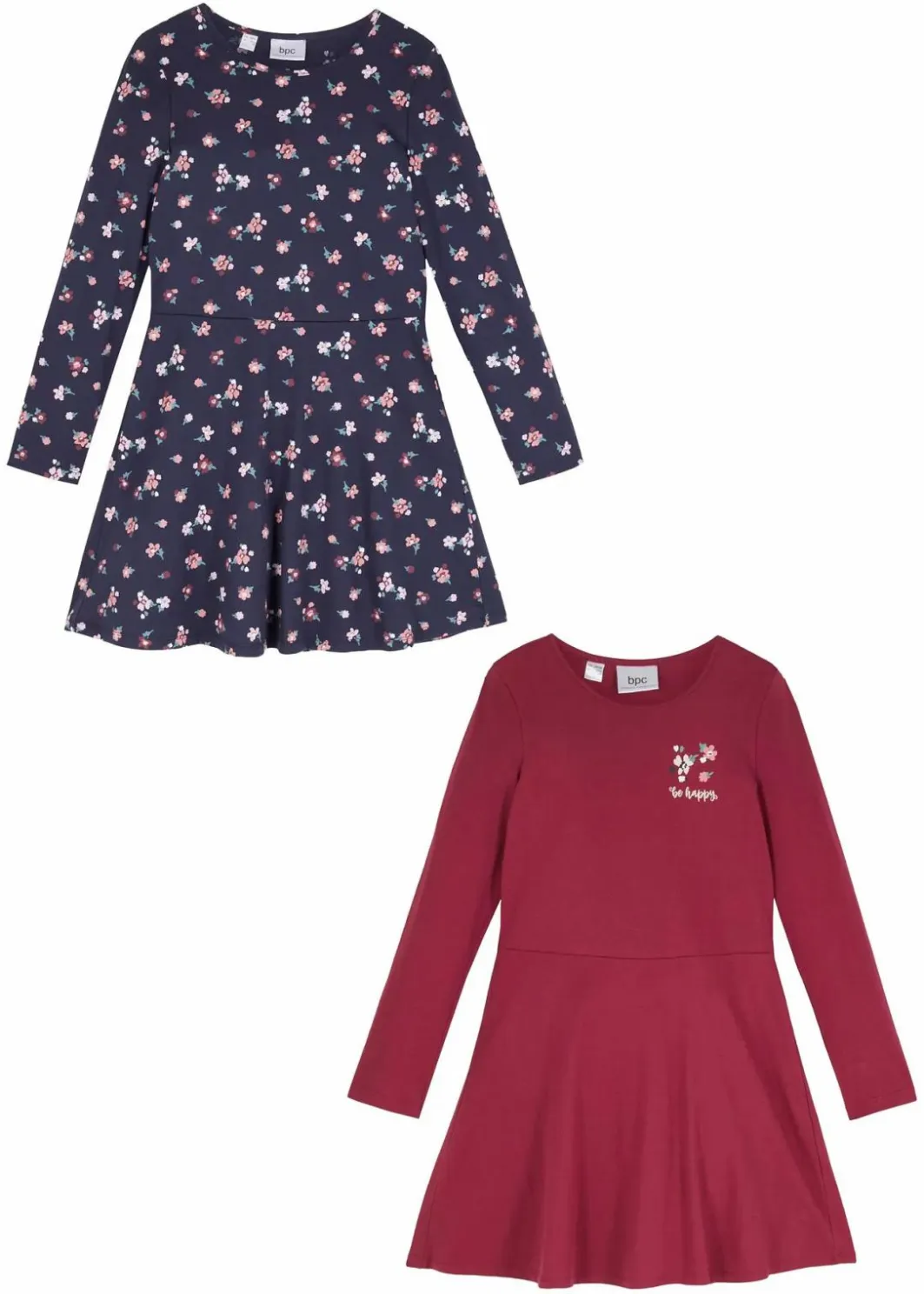 Kinder bonprix Mädchen 9-16 Jahre·Mehrfachpacks|Mädchen 9-16 Jahre·Kleider & Jumpsuits|Jerseykleid aus reiner Bio-Baumwolle (2er-Pack)