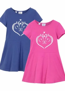 Jerseykleid aus reiner Bio-Baumwolle (2er Pack) Kinder Mädchen 2-8 Jahre·Nachhaltigere Materialien|Mädchen 9-16 Jahre·Nachhaltigere Materialien