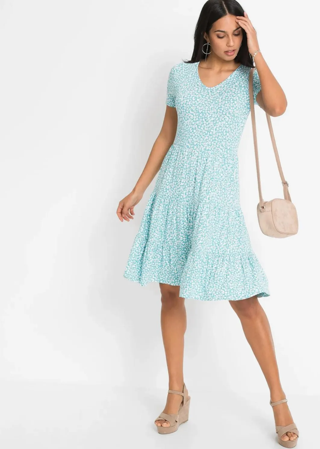 Discount Jerseykleid aus Viskose-Mix Damen Bekleidung·Pullover & Strickjacken|Kleider