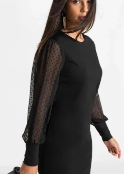 Damen bonprix Kleider|Bekleidung·Pullover & Strickjacken|Jerseykleid aus Viskose-Mix