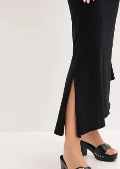 Best Jerseykleid mit asymmetrischem Saum und Knotendetail auf der Schulter aus Baumwolle Damen Bekleidung·Pullover & Strickjacken|Kleider