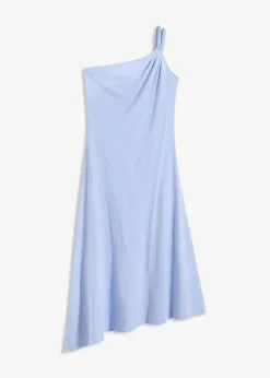 Discount Jerseykleid mit asymmetrischem Saum und Knotendetail auf der Schulter aus Baumwolle Damen Kleider|Bekleidung·Pullover & Strickjacken