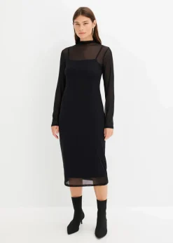 Sale Jerseykleid mit Mesh Damen Bekleidung·Pullover & Strickjacken|Kleider