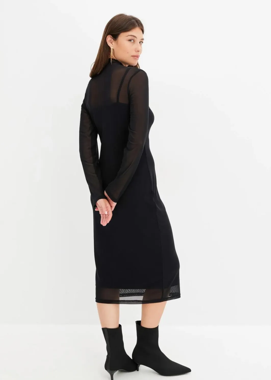 Sale Jerseykleid mit Mesh Damen Bekleidung·Pullover & Strickjacken|Kleider