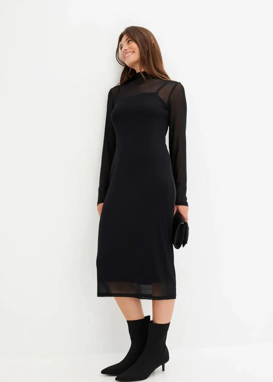 Sale Jerseykleid mit Mesh Damen Bekleidung·Pullover & Strickjacken|Kleider