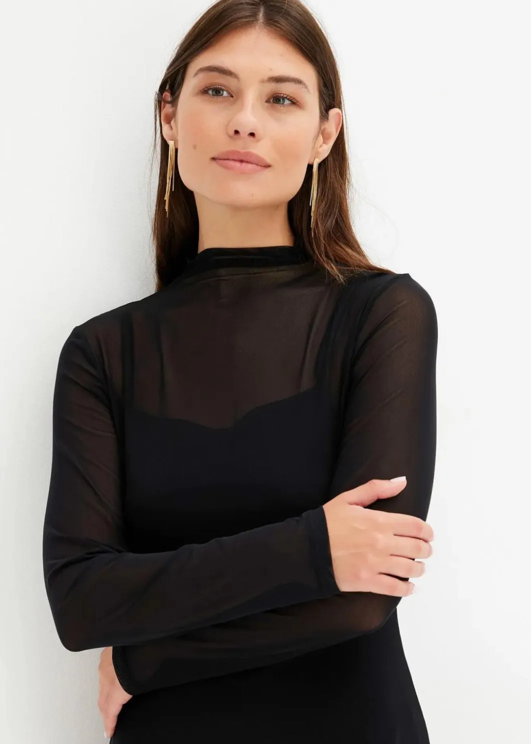 Sale Jerseykleid mit Mesh Damen Bekleidung·Pullover & Strickjacken|Kleider
