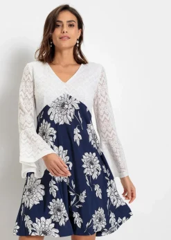 Damen bonprix Kleider|Jerseykleid mit Spitze