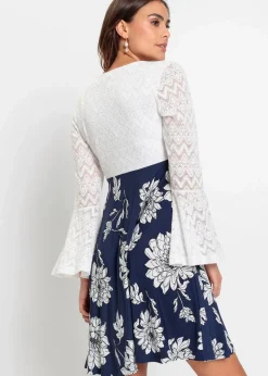 Damen bonprix Kleider|Jerseykleid mit Spitze