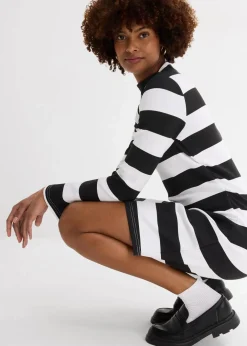 Damen bonprix Nachhaltigere Materialien|Kleider|Jerseykleid mit Stehkragen