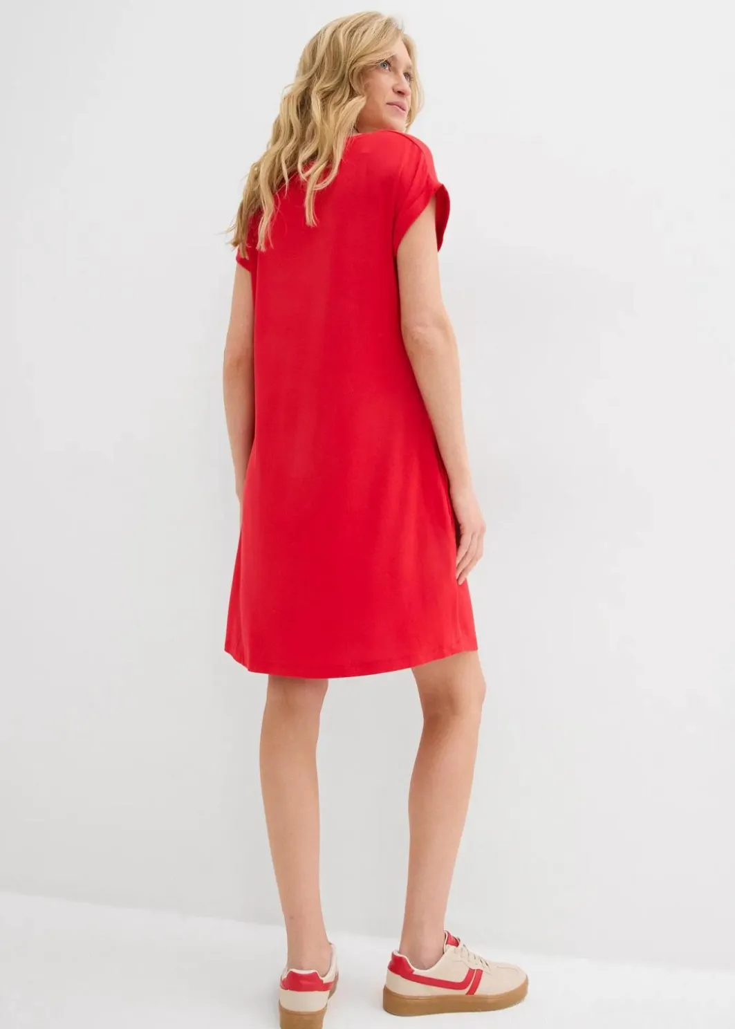 Damen bonprix Kleider|Jersey-Kleid mit Stickerei aus Viskose-Elasthan-Mix