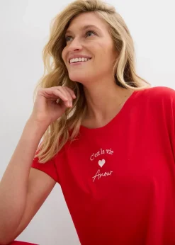 Damen bonprix Kleider|Jersey-Kleid mit Stickerei aus Viskose-Elasthan-Mix