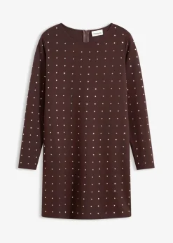 Hot Jerseykleid mit Strass-Applikationen Damen Bekleidung·Pullover & Strickjacken|Kleider