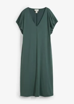 Jerseykleid mit V-Ausschnitt aus Viskose-Mix Damen Kleider