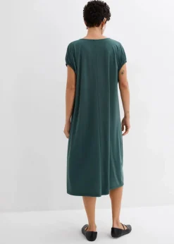 Jerseykleid mit V-Ausschnitt aus Viskose-Mix Damen Kleider